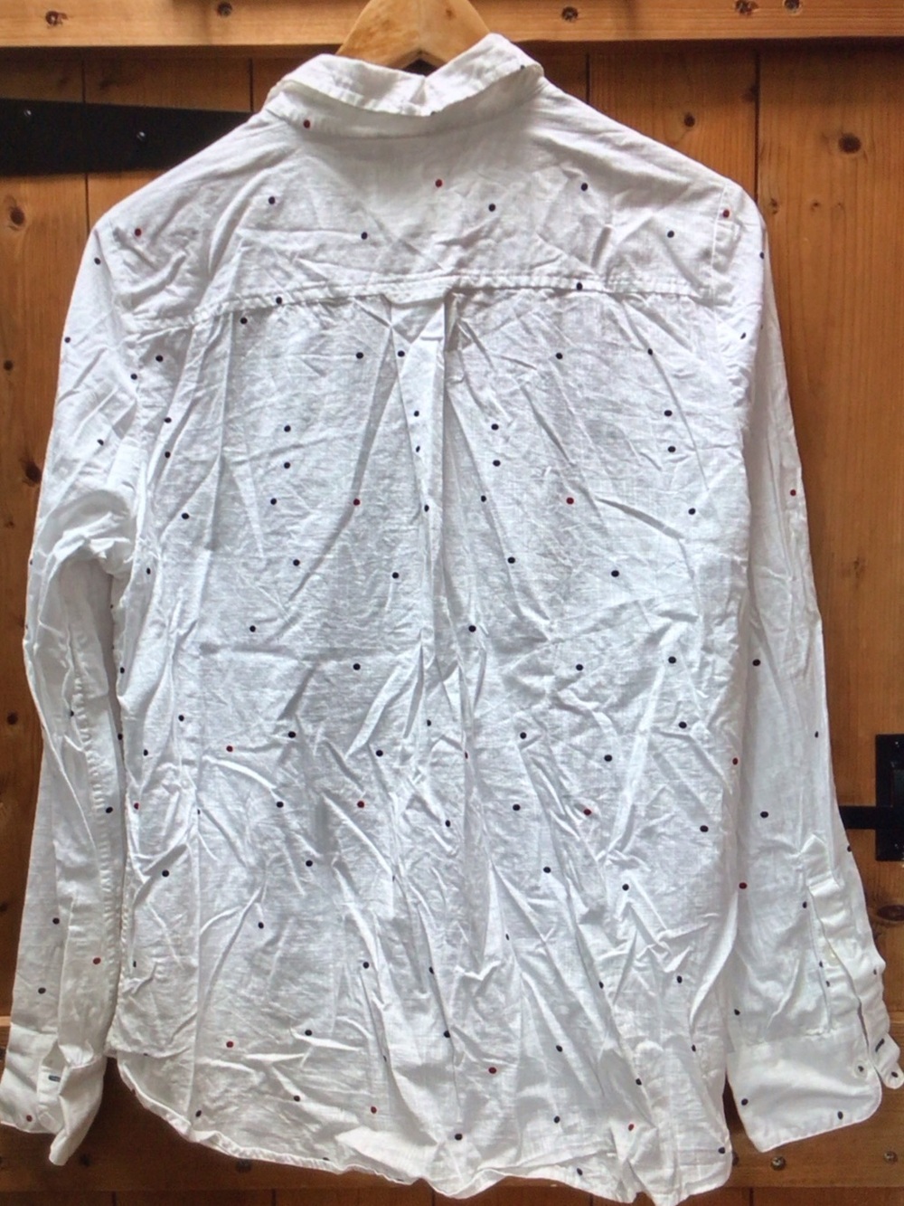 Fat Face White Button-Up Shirt with Navy & Red Polka Dots - Picture 6 of 10